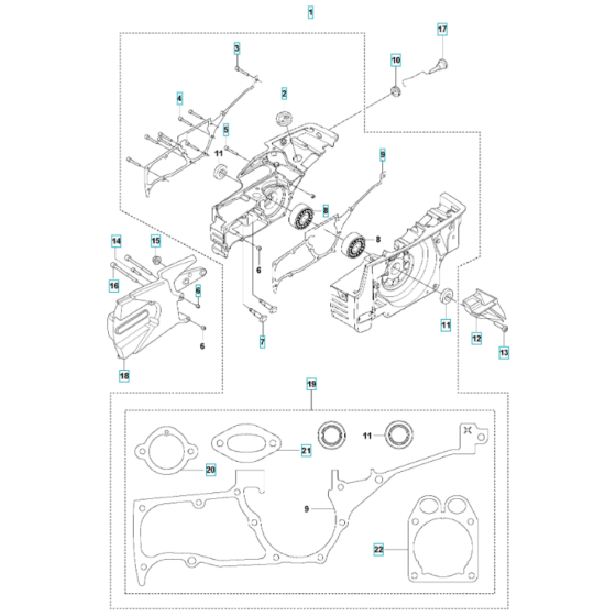 Crankcase Assembly for Husqvarna K1270 Rail II Disc Cutter