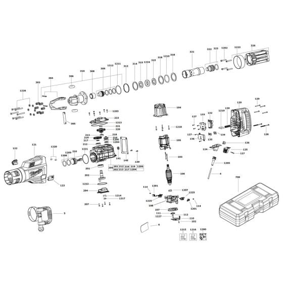 Complete Assembly for Milwaukee K1528H Breaker