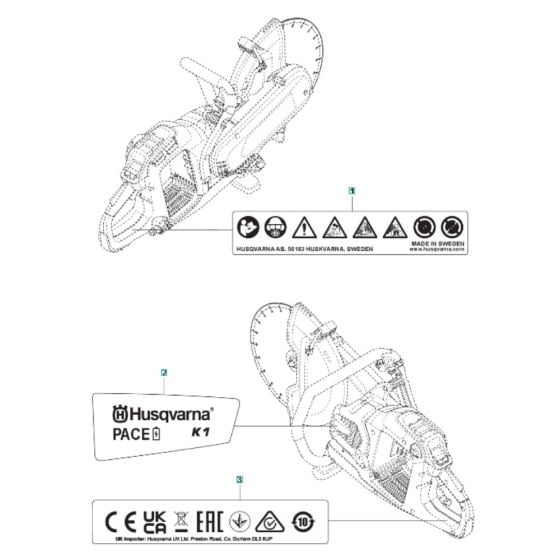 Decals for Husqvarna K1 PACE Battery Disc Cutter