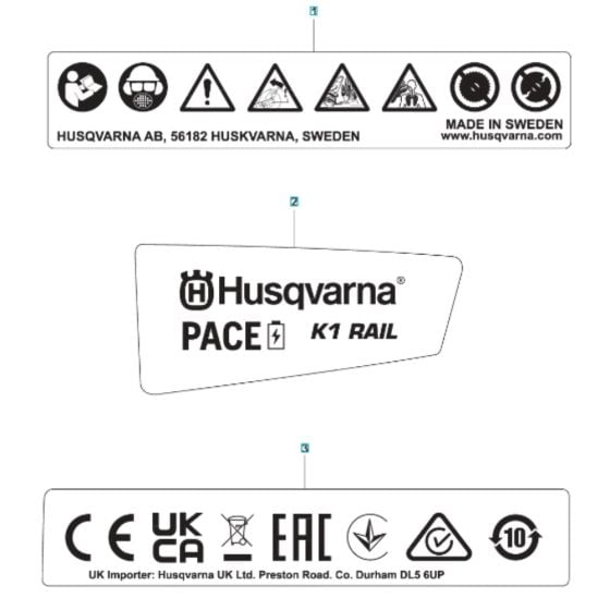 Decals for Husqvarna K1 PACE RAIL Battery Disc Cutter