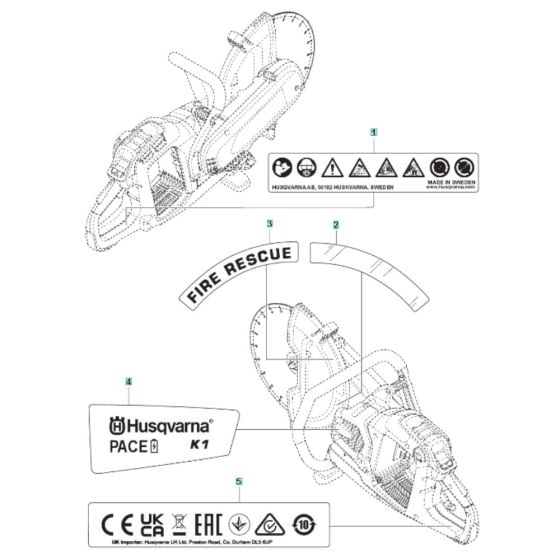 Decals for Husqvarna K1 PACE RESCUE Battery Disc Cutter