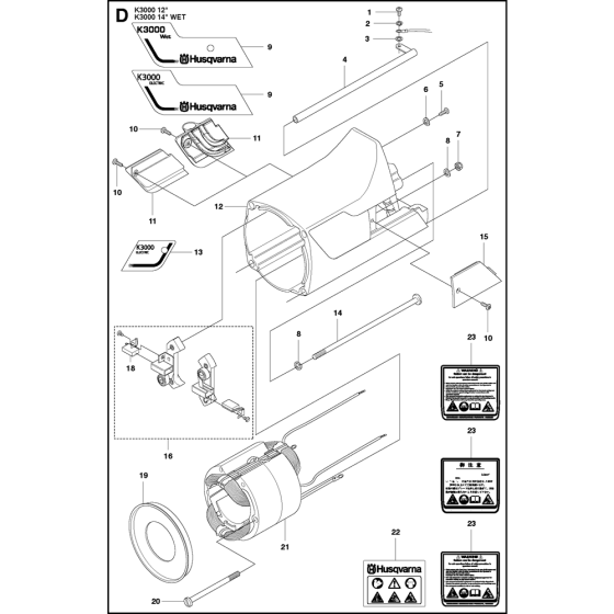 Motor Housing Assembly for Husqvarna K3000 Disc Cutters