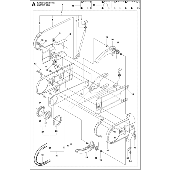 Cutter Arm Assembly for Husqvarna K3000 Cut N Break Disc Cutters