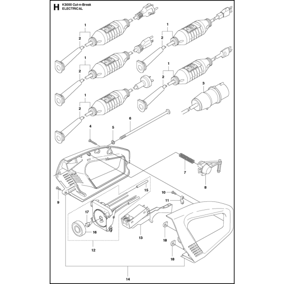 Electrical Assembly for Husqvarna K3000 Cut N Break Disc Cutters