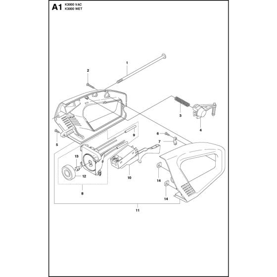 Handle Assembly for Husqvarna K3000 Vac Disc Cutters