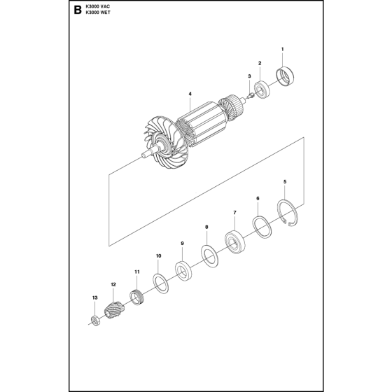 Motor Assembly for Husqvarna K3000 Vac Disc Cutters