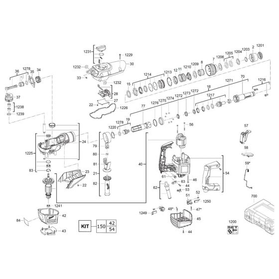 Complete Assembly for Milwaukee K500ST Breaking Hammer