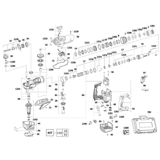 Complete Assembly for Milwaukee K540S Breaking Hammer