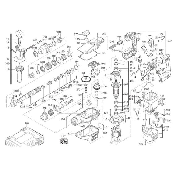 Complete Assembly for Milwaukee K545S Breaking Hammer