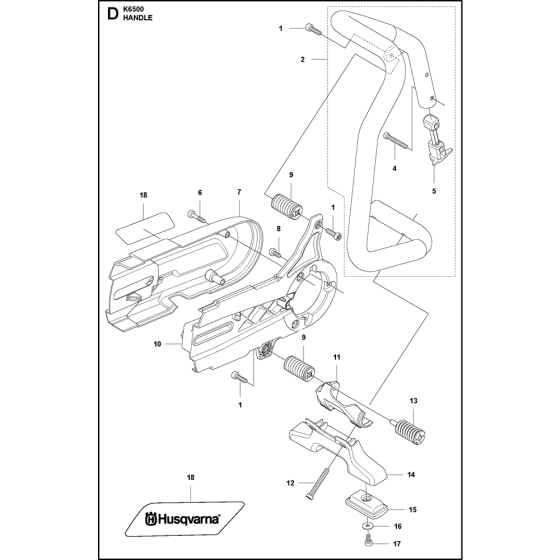 Handle Assembly for Husqvarna K6500 Disc Cutters