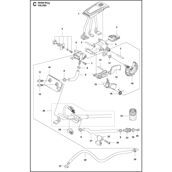 Valves Assembly for Husqvarna K6500 Ring Disc Cutters