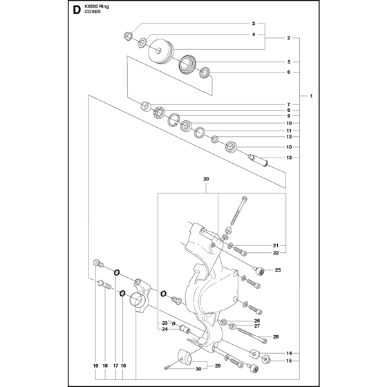 Cover Assembly for Husqvarna K6500 Ring Disc Cutters