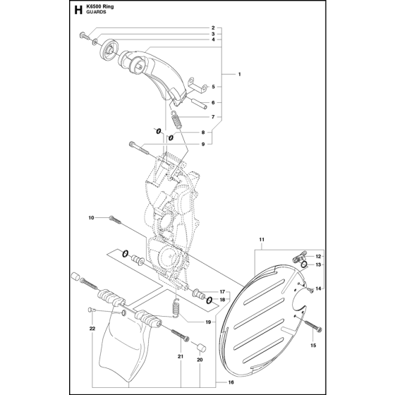 Guards Assembly for Husqvarna K6500 Ring Disc Cutters