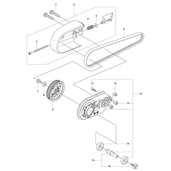 Belt Guard, Pulley Assembly for Husqvarna K7000 SmartGuard Disc Cutter