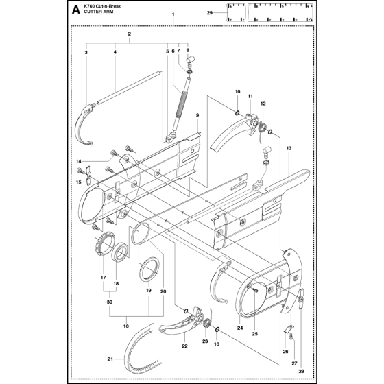 Cutter Arm Assembly for Husqvarna K760 Cut N Break Disc Cutters