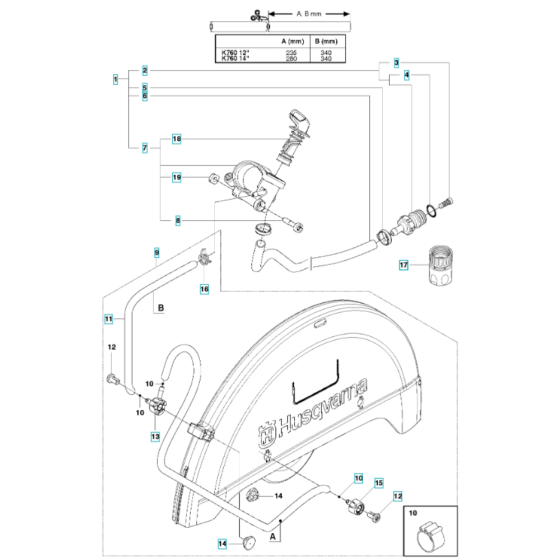 Water Hose Assembly for Husqvarna K760 II Disc Cutter