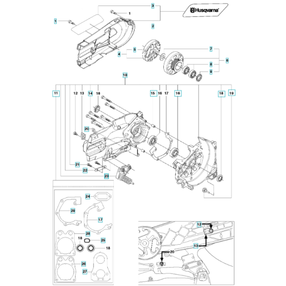 Crankcase Assembly for Husqvarna K760 II Disc Cutter