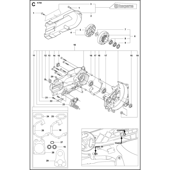 Crankcase Assembly for Husqvarna K760 Rescue Disc Cutters