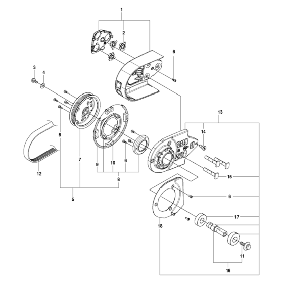 Belt Guard & Pulley Assembly for Husqvarna K770 Disc Cutters