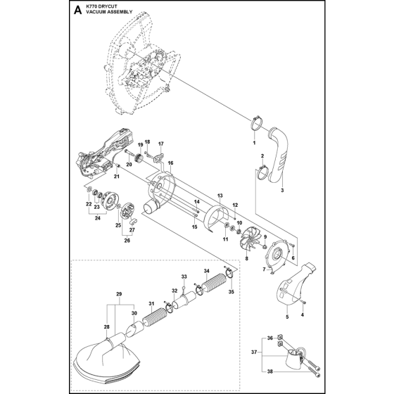 Vacuum Assembly Assembly for Husqvarna K770 Dry Cut Disc Cutters