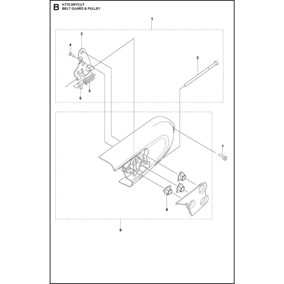 Belt Guard & Pulley Assembly for Husqvarna K770 Dry Cut Disc Cutters