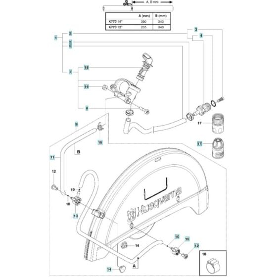 Water Hose Assembly for Husqvarna K770 OilGuard Disc Cutter