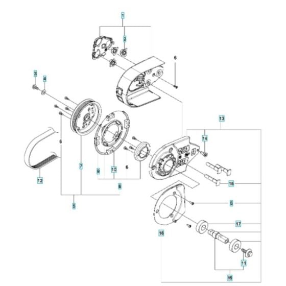 Belt Guard, Belt Pulley Assembly for Husqvarna K770 OilGuard Disc Cutter