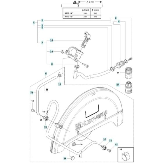 Water Hose Assembly for Husqvarna K770 Rescue Disc Cutter