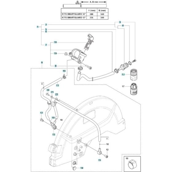 Water Hose Assembly for Husqvarna K770 SmartGuard Disc Cutter