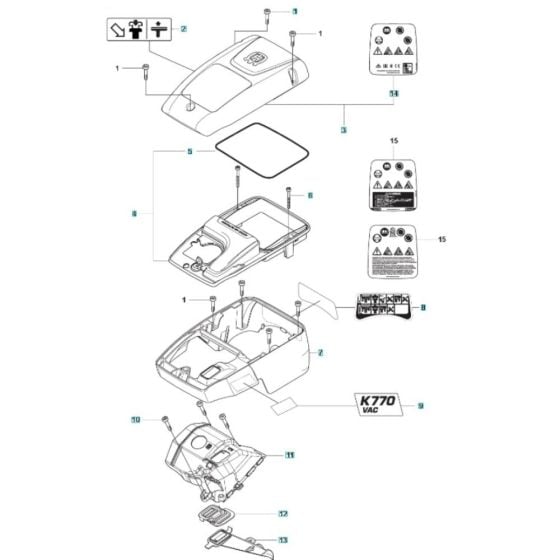 Cylinder Cover Assembly for Husqvarna K770 VAC Disc Cutter