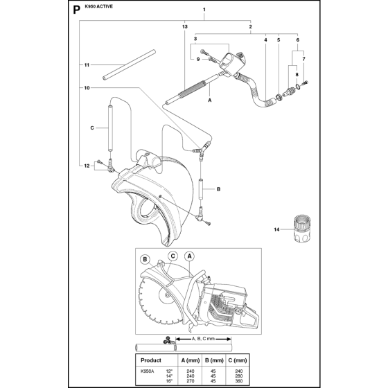 Water Hose Kit Assembly for Husqvarna K950 Rescue Disc Cutters