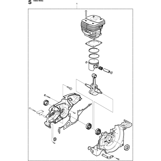 Short Block Assembly for Husqvarna K950 Ring Disc Cutters