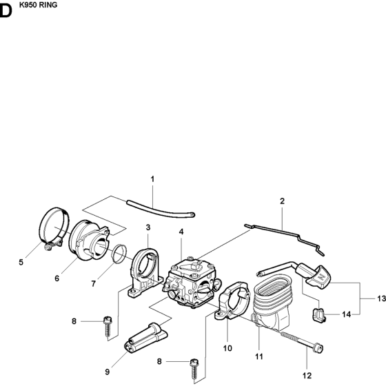 Carburetor Assembly for Husqvarna K950 Ring Disc Cutters