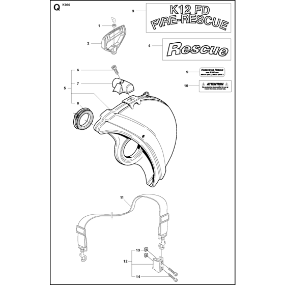 Rescue Assembly for Husqvarna K960 Rescue Disc Cutters