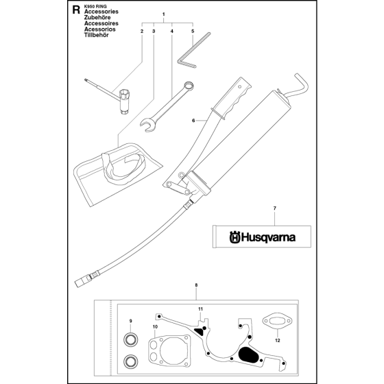 Tools Assembly for Husqvarna K960 Ring Disc Cutters