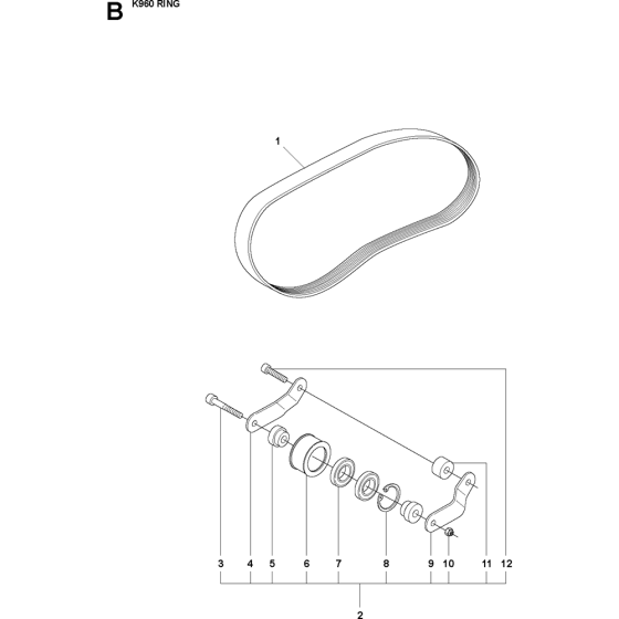 Belt Assembly for Husqvarna K960 Ring Disc Cutters