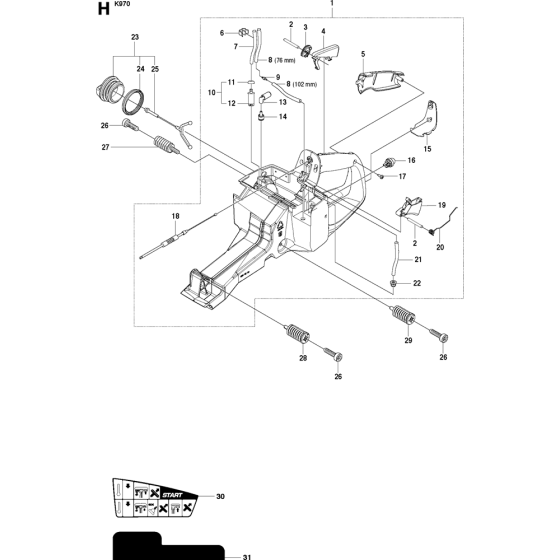 Fuel Tank Assembly for Husqvarna K970 Disc Cutters