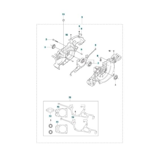 Crankcase Assembly for Husqvarna K970 Chain III (2-Bolt) Concrete Cutter