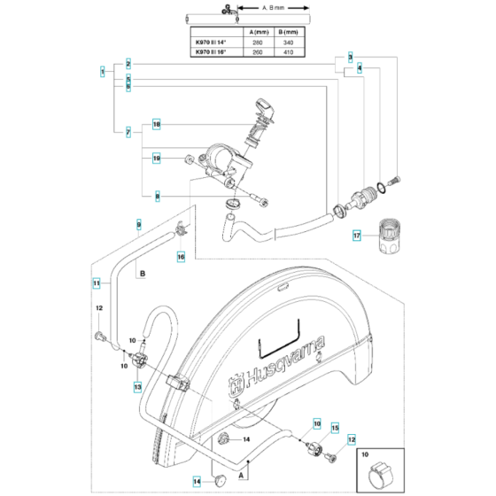 Water Hose Assembly for Husqvarna K970 III Disc Cutter