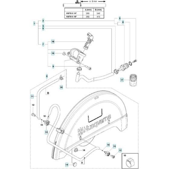 Water Hose Assembly for Husqvarna K970 Rescue III Disc Cutter