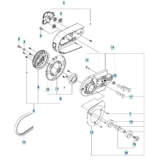 Belt Guard, Pulley 16" Assembly for Husqvarna K970 Rescue III Disc Cutter