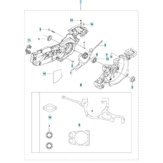 Crankcase Assembly for Husqvarna K970 Rescue III Disc Cutter