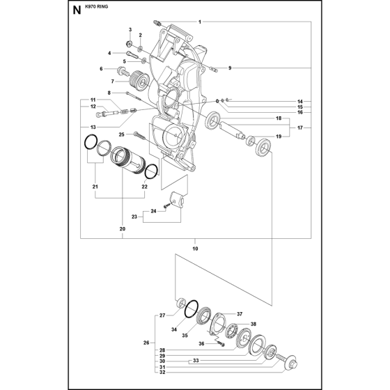 Chassis / Frame Assembly for Husqvarna K970 Ring Disc Cutters