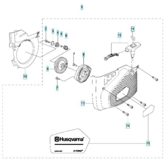 Starter Assembly for Husqvarna K970 Ring III Disc Cutter