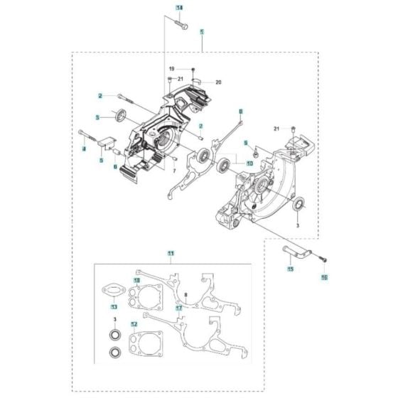 Crankcase Assembly for Husqvarna K970 Ring III Disc Cutter