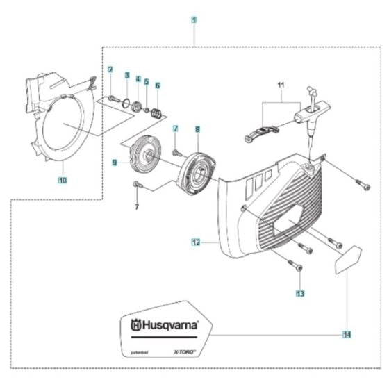 Starter Assembly for Husqvarna K970 SmartGuard Disc Cutter