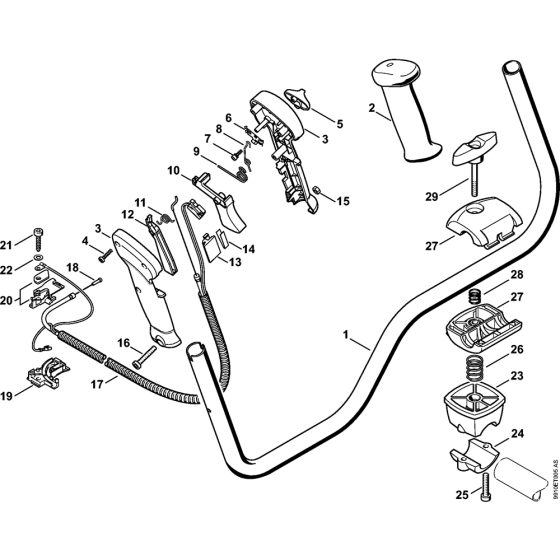 Bike handle for Stihl KA120 KA120R KA250 Kombi Attachment Engine