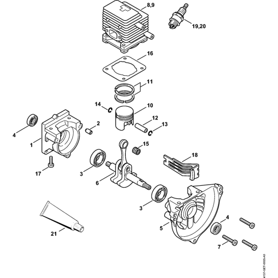 Crankcase, Cylinder for Stihl KA85R Kombi Attachment Engine