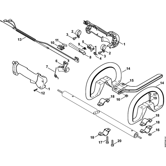 Handle for Stihl KA85R Kombi Attachment Engine