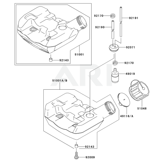 Fuel Tank / Fuel  Valve for Kawasaki KBL23A Brushcutter